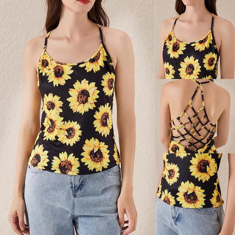 2022 Women'S Camisole & Tanks Solid Sleeveless Tops Backless Hollow Out Open Back Cool Loose Top Sexy Vest Camis