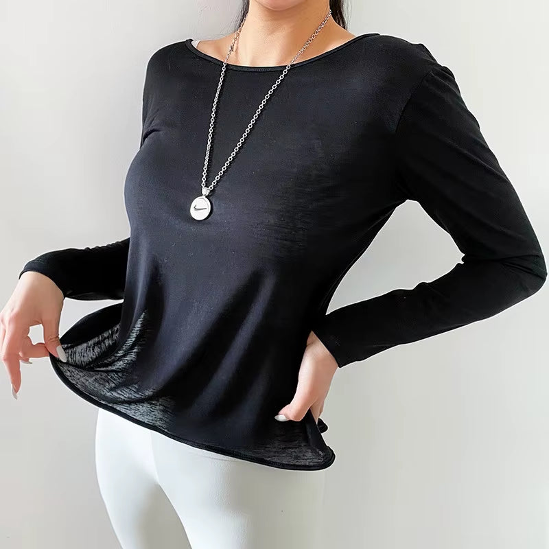Woman Sexy Back Sports Top Yoga Shirts Long-Sleeved Breathable Gym Workout Running Top Fitness Clothes