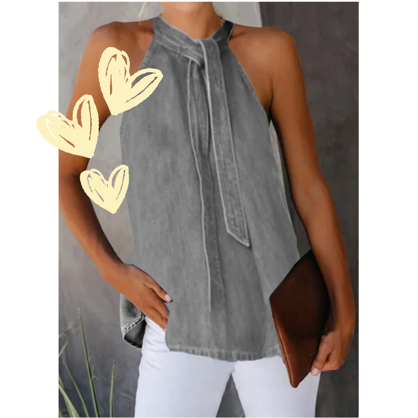 High neck shirt with cut-out back